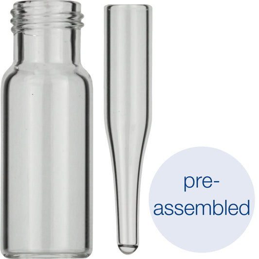 Screw neck vial, N 9 (702282) with assembled conical insert (702813)