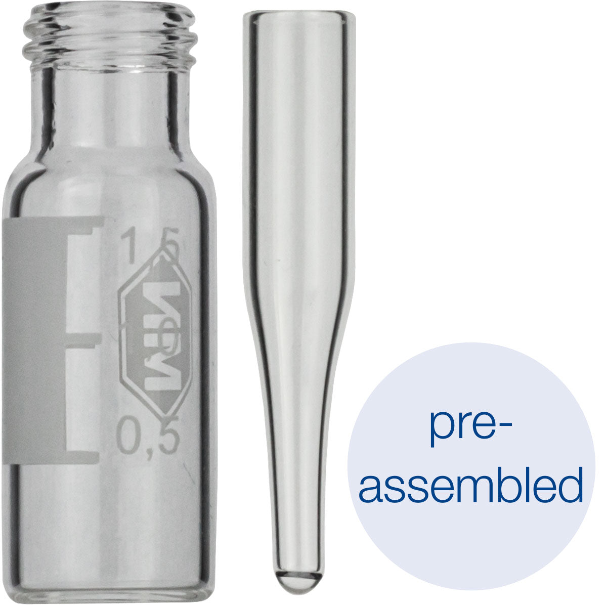 Screw neck vial, N 9 (702283) with assembled conical insert (702813)