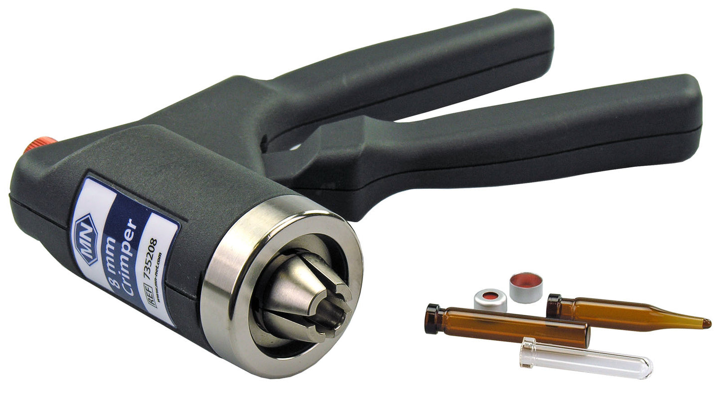 Crimping tool for 8 mm aluminum caps, manual, ergonomic