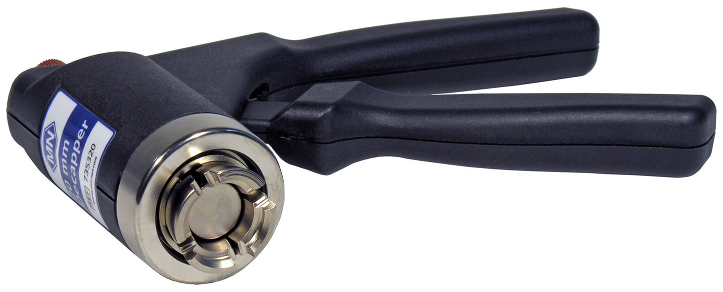 Decapping tool for 20 mm aluminum caps, manual, ergonomic