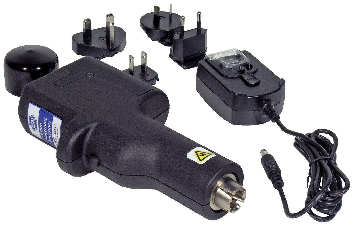 Decapping tool for 11 mm aluminum caps, electronic, battery-powered