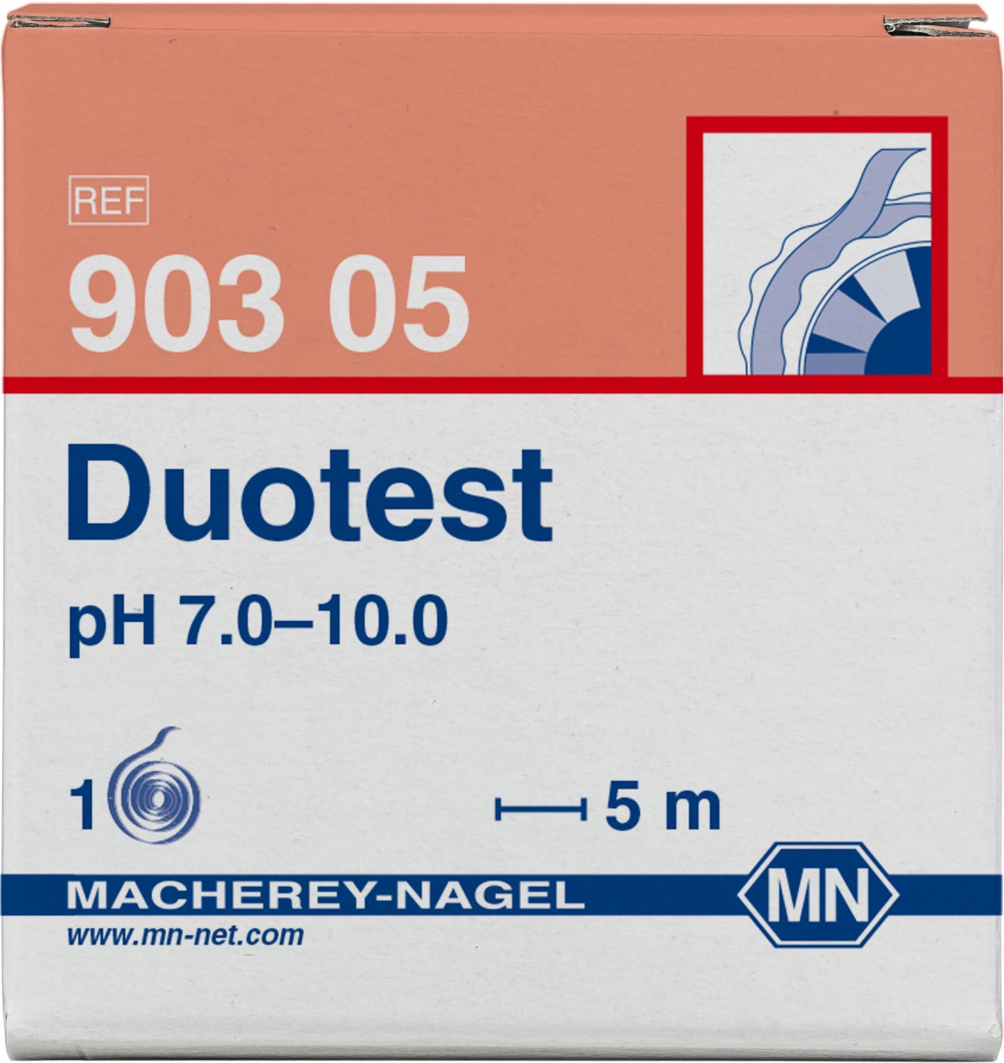 pH test paper Duotest pH 7.0–10.0, with two indicator zones