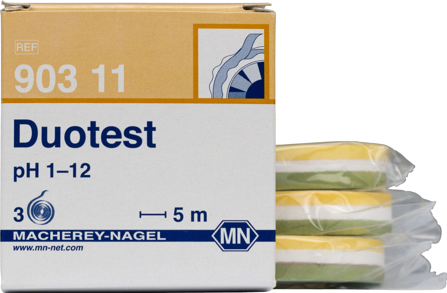 pH test paper Duotest pH 1–12, with two indicator zones, refill pack