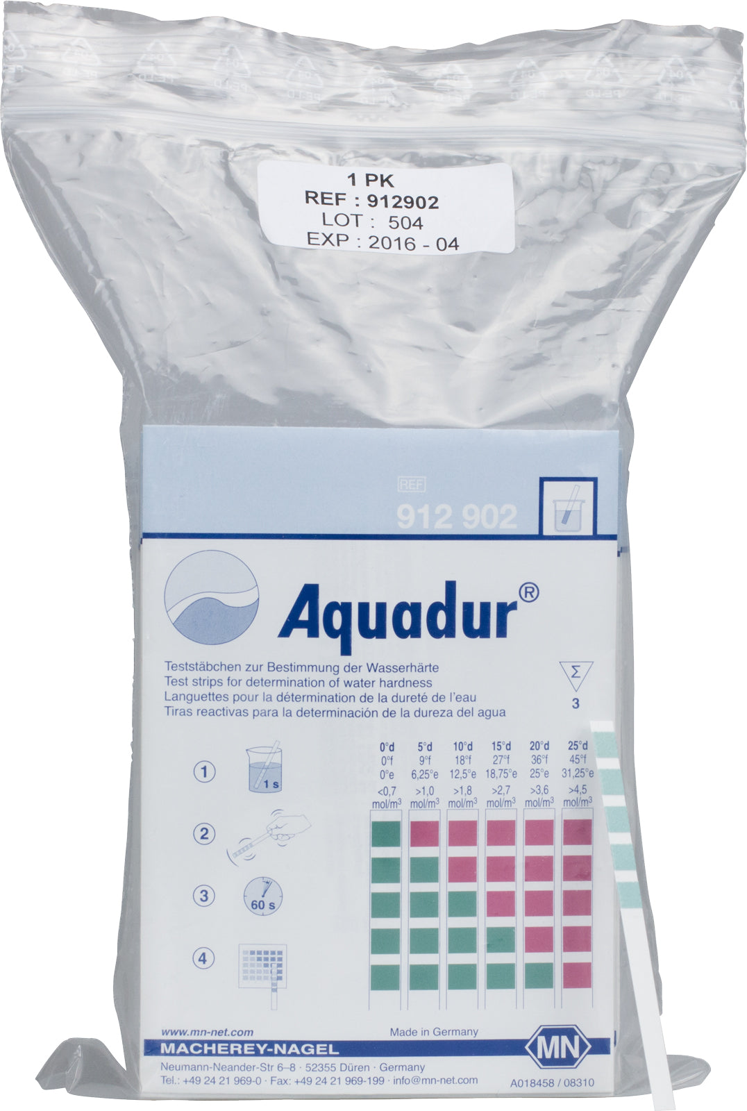 AQUADUR 5–25, for water hardness, test sets
