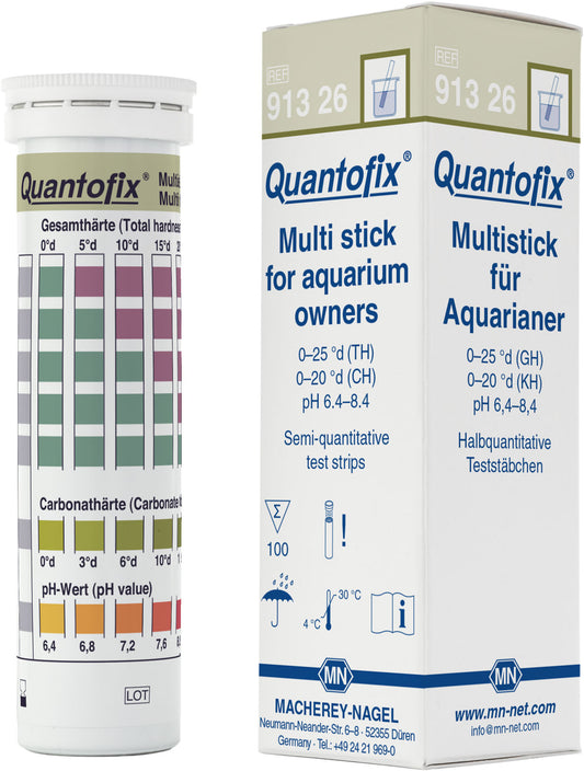 Semi-quantitative test strips QUANTOFIX Multistick for aquarium owners 100 tests