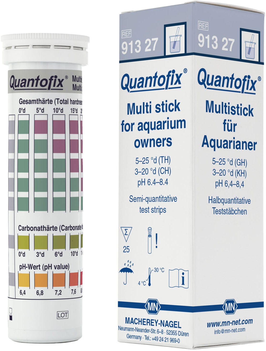 Semi-quantitative test strips QUANTOFIX Multistick for aquarium owners 25 tests