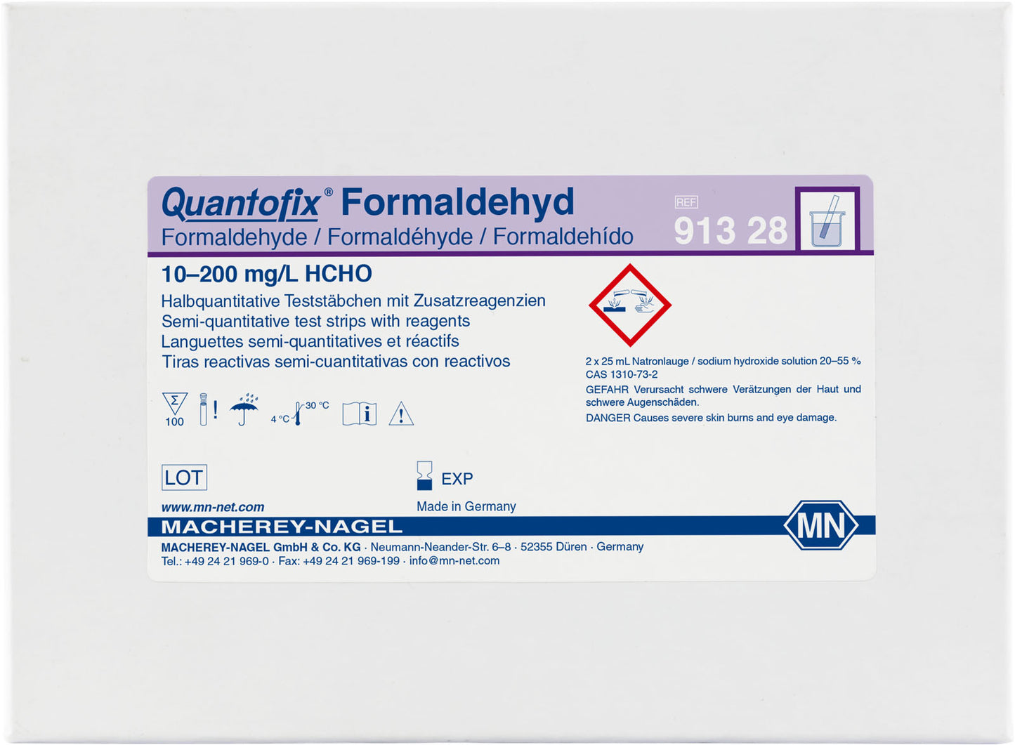 Semi-quantitative test strips QUANTOFIX Formaldehyde