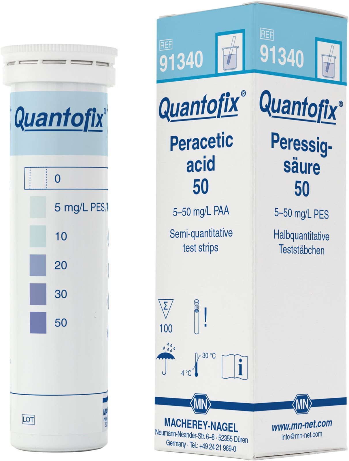Semi-quantitative test strips QUANTOFIX Peracetic acid 50
