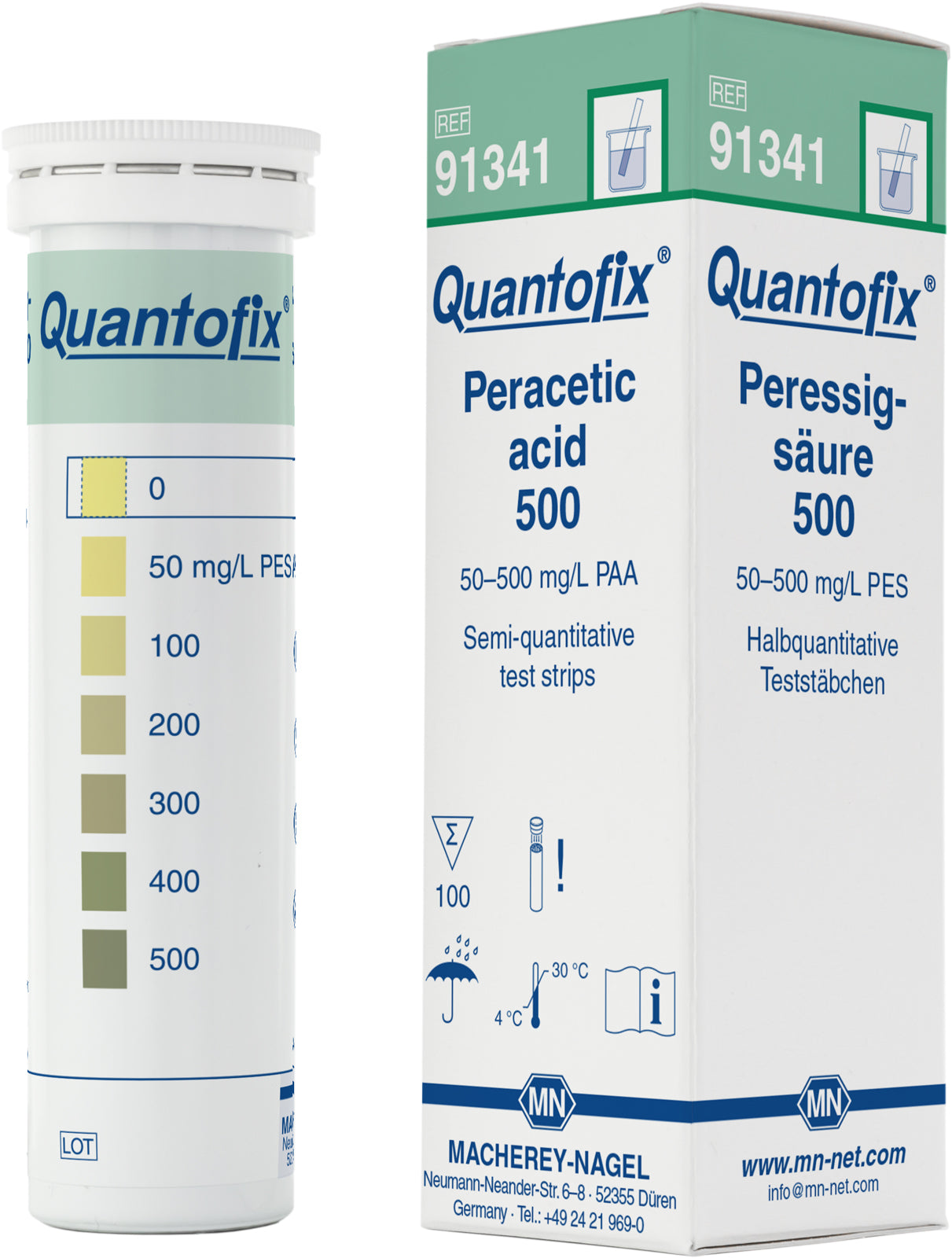 Semi-quantitative test strips QUANTOFIX Peracetic acid 500