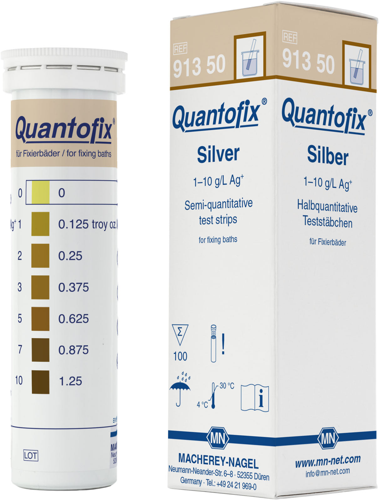 Semi-quantitative test strips QUANTOFIX Silver