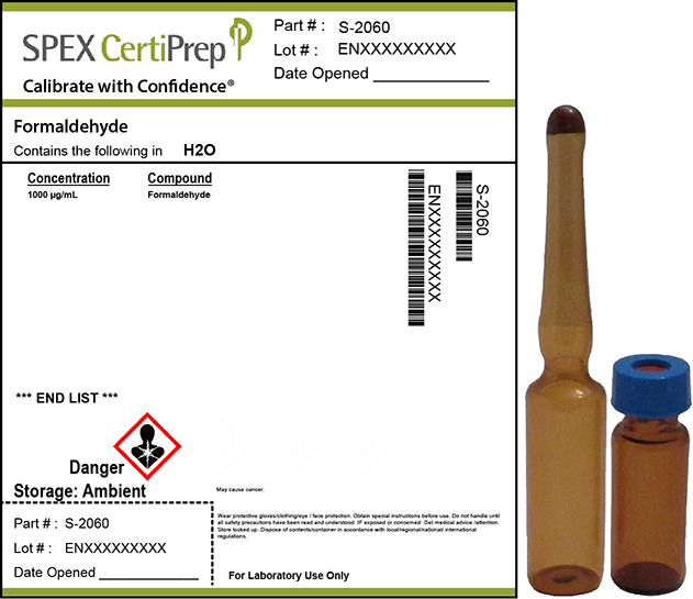 Formaldehyde, 1,000 µg/mL Organic Standard, 1 mL