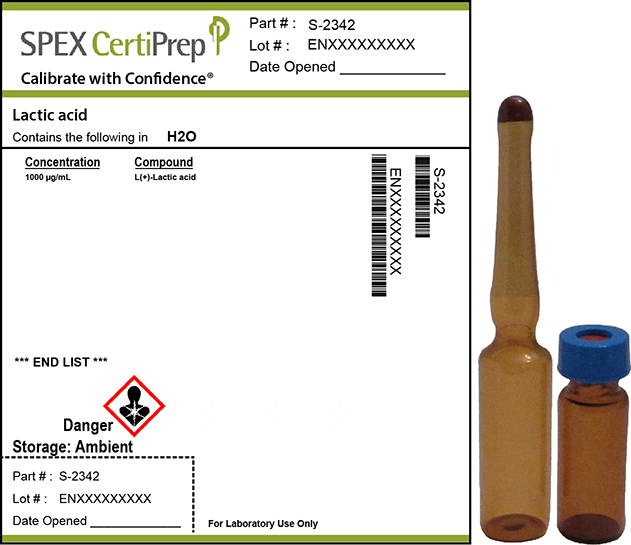 L(+)-Lactic acid, 1,000 µg/mL Organic Standard, 1 mL