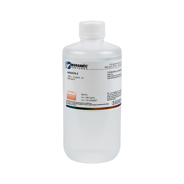 1000ug/mL GOLD/NaCN 500mL for AA