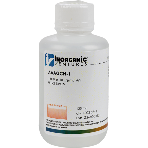 1000 ug/mL SILVER/NaCN 125mL for AA