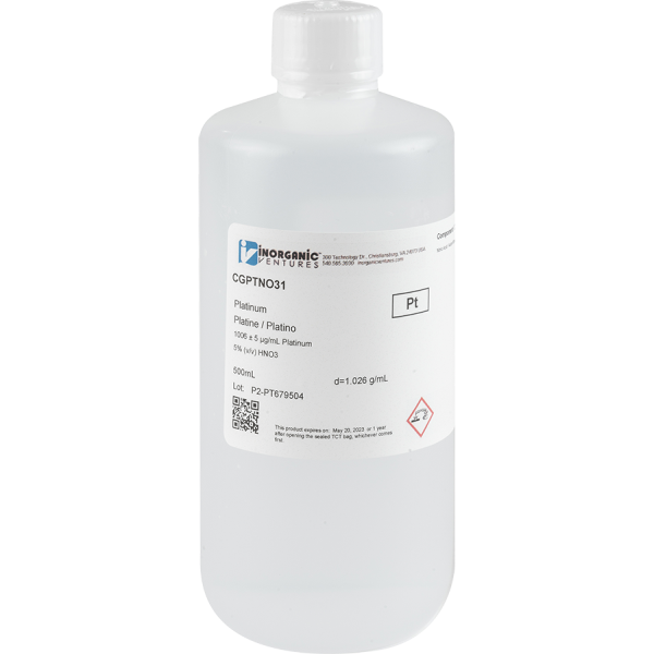 1000ug/mL Cl FREE PLATINUM HNO3 500mL