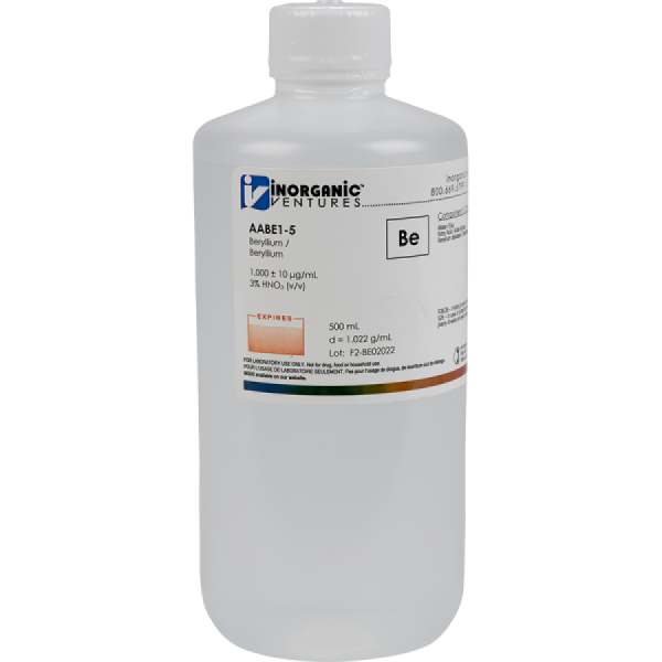 1000ug/mL BERYLLIUM 500mL for AA