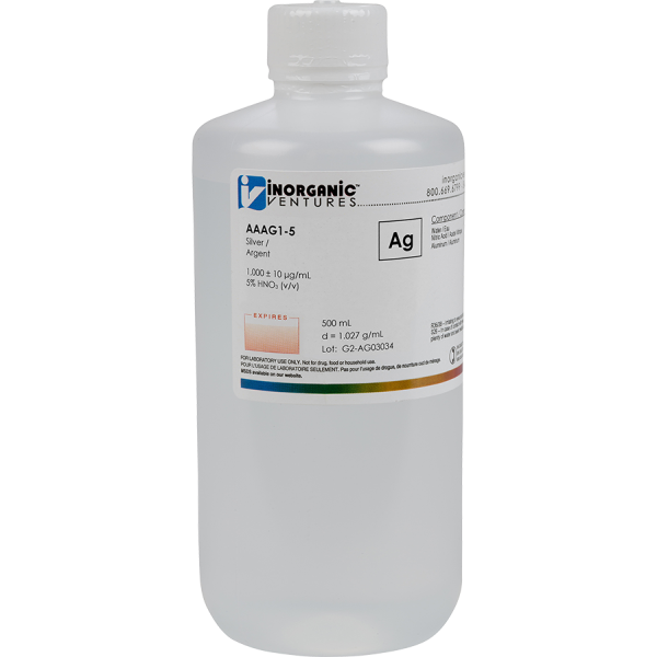 1000ug/mL SILVER 500mL for AA