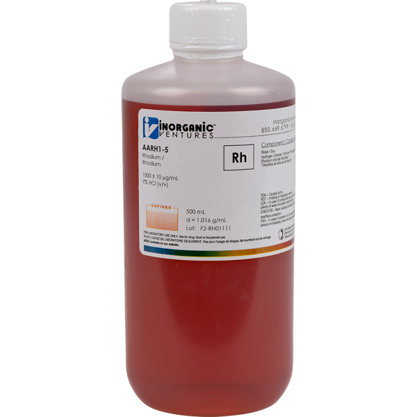 1000ug/mL RHODIUM 500mL for AA