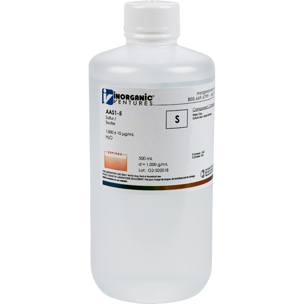 1000ug/mL SULFUR 500mL for AA