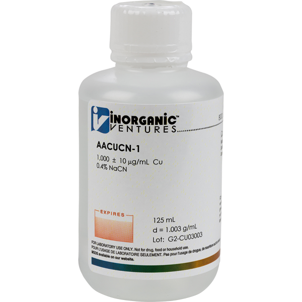 1000ug/mL COPPER/NaCN 125mL for AA