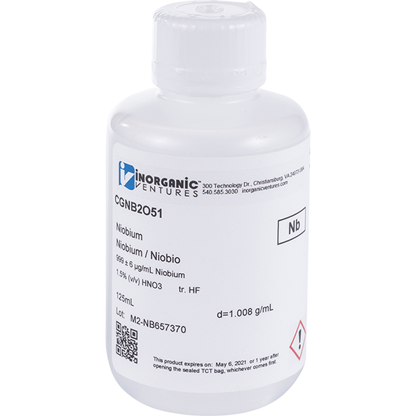1000ug/mL NIOBIUM, Ta FREE 125mL