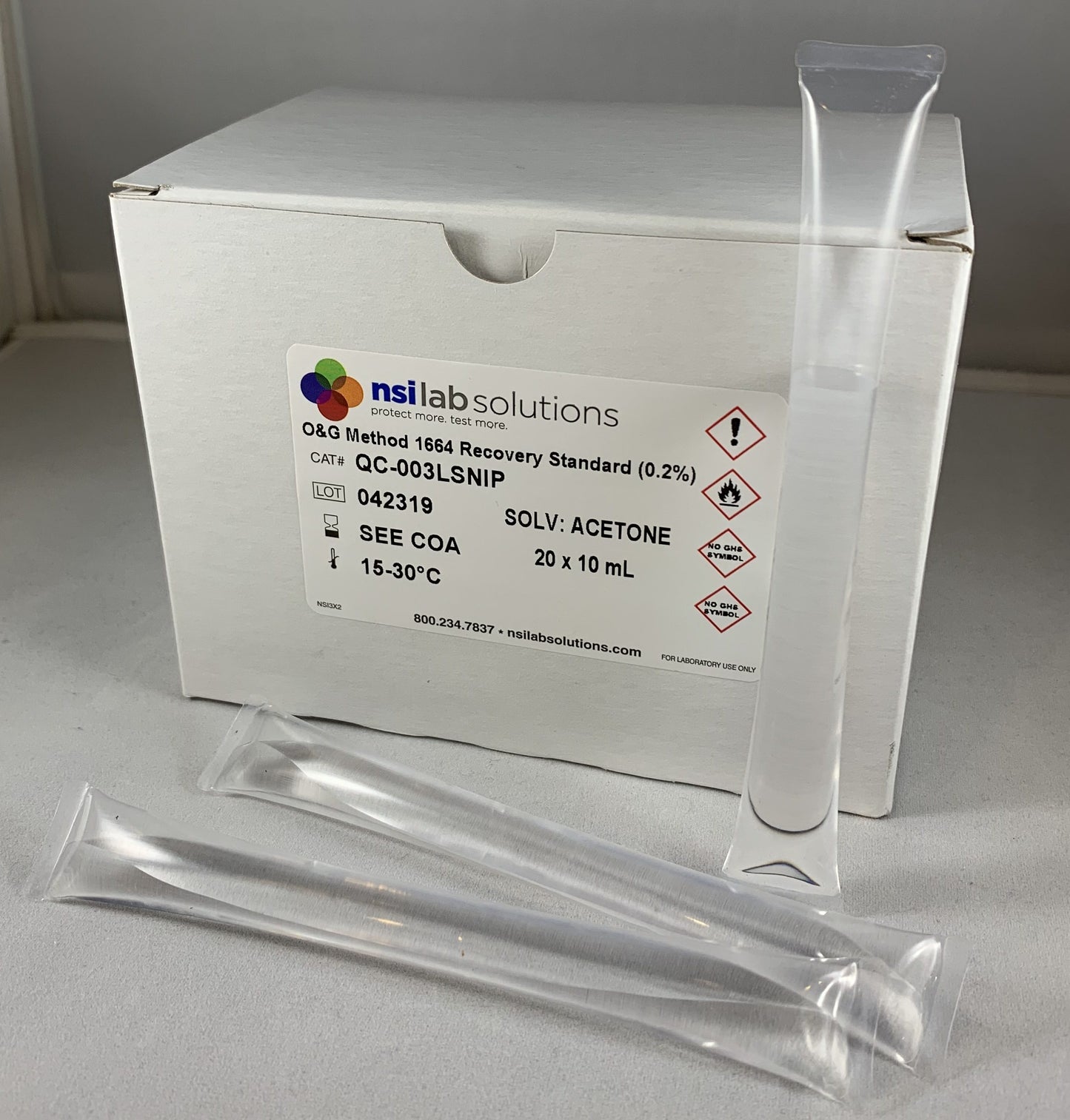 Oil and Grease Method 1664 - Recovery Standard (0.2%) Snip, #QC-003LSNIP