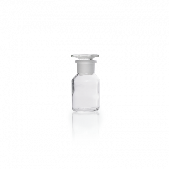 Reagent Bottle, wide neck, soda-lime glass, clear, with standard ground joint, with glass stopper, 500 mL