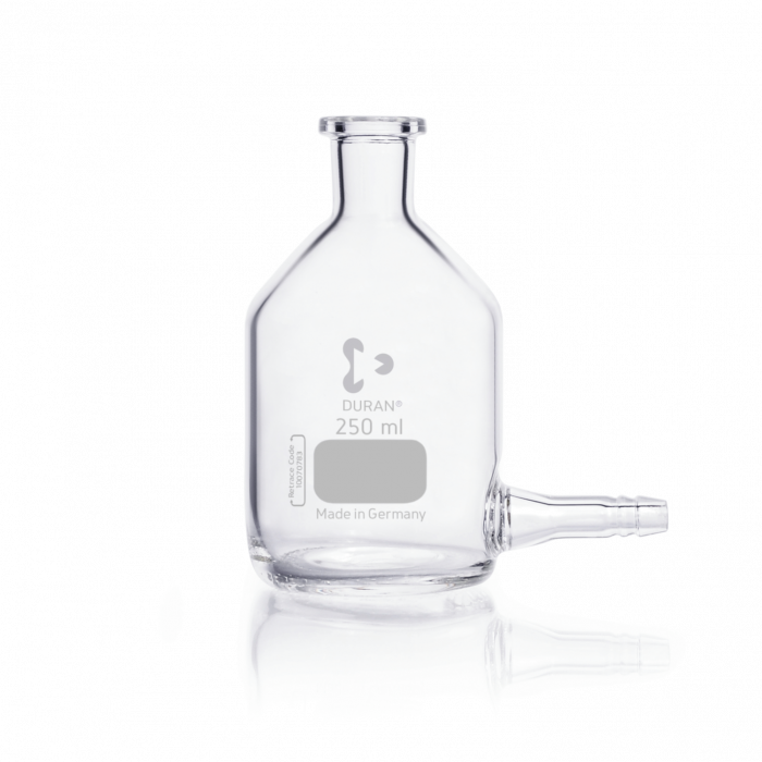 DURAN® Aspirator (levelling) Bottle, unground neck, bottom 11 mm tubing connector, without stopper, 1000 mL