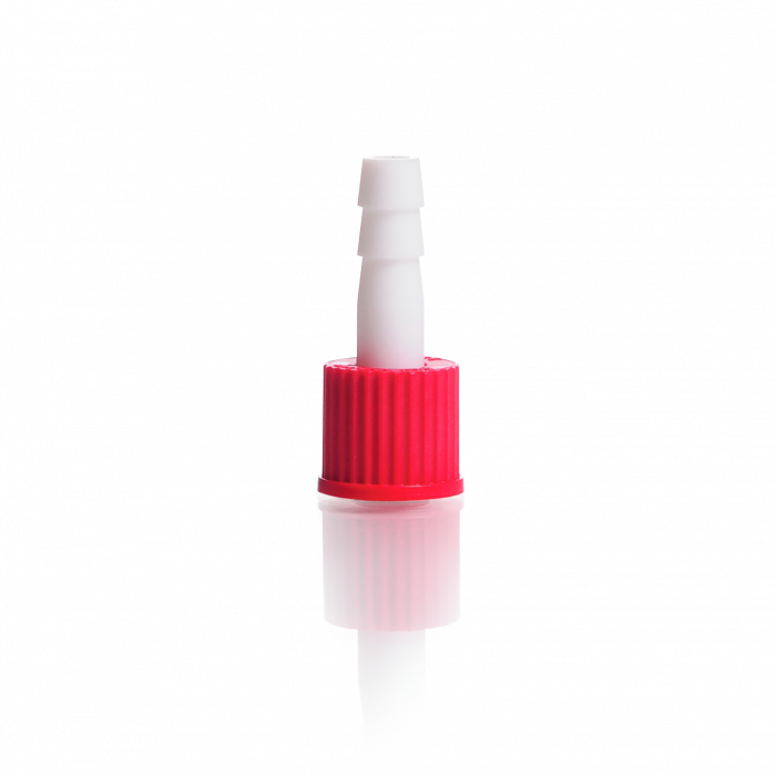 PTFE Hose Connection, straight, with silicone seal (VMQ), complete with PBT screw cap, GL 14