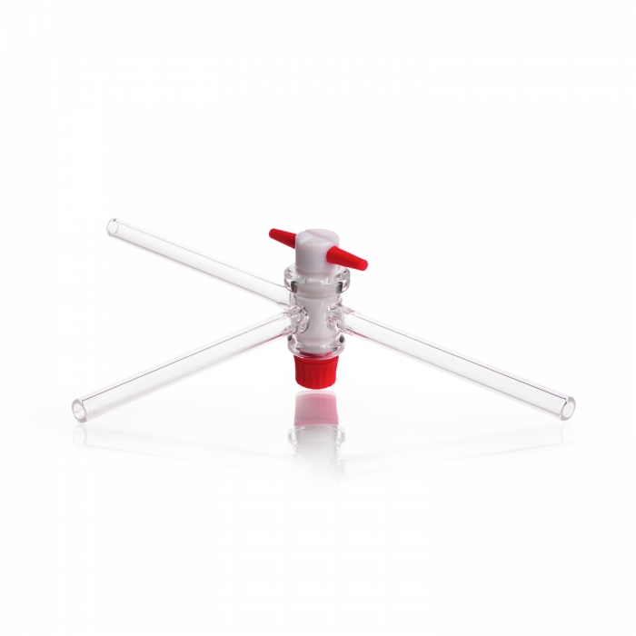 DURAN® Three-Way Stopcock, with PTFE key, T-bore 2 mm, NS 14.5