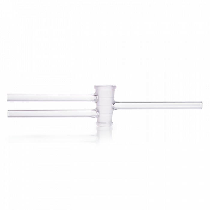 DURAN® Two Way Stopcock, double oblique bore, ground, without key, bore 4 mm, NS 18.8