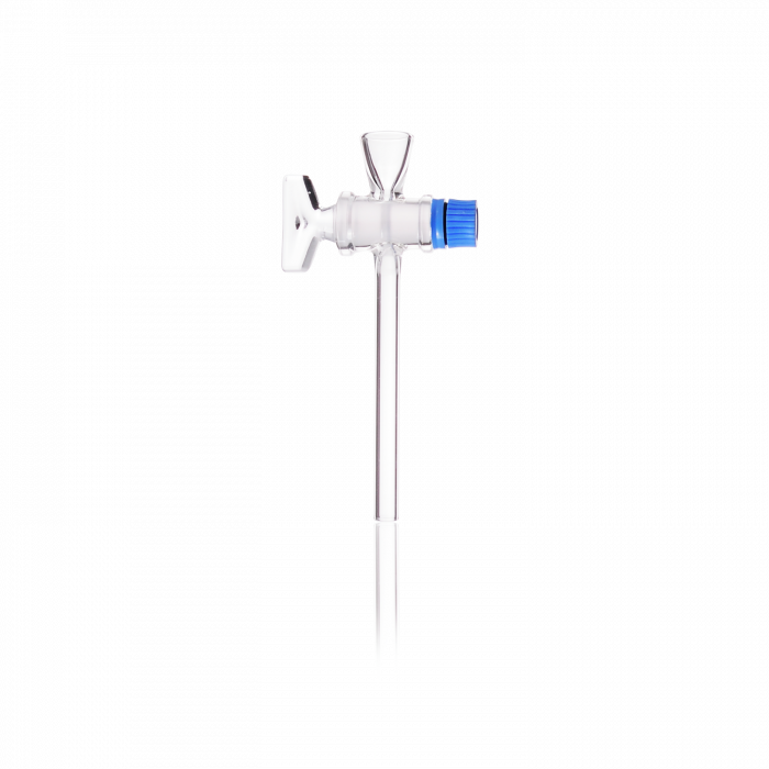 DURAN® Separating Funnel Stopcock, with short inlet and SBW-J key, with retaining device, NS 14.5, Bore 2.5 mm