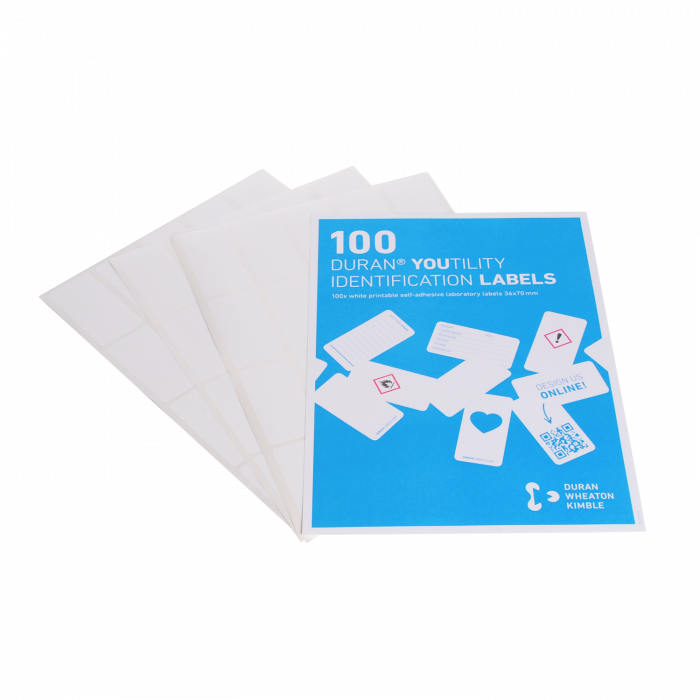 DURAN® YOUTILITY® Blank Laboratory Labels, for glass bottles and flasks, polyester, white