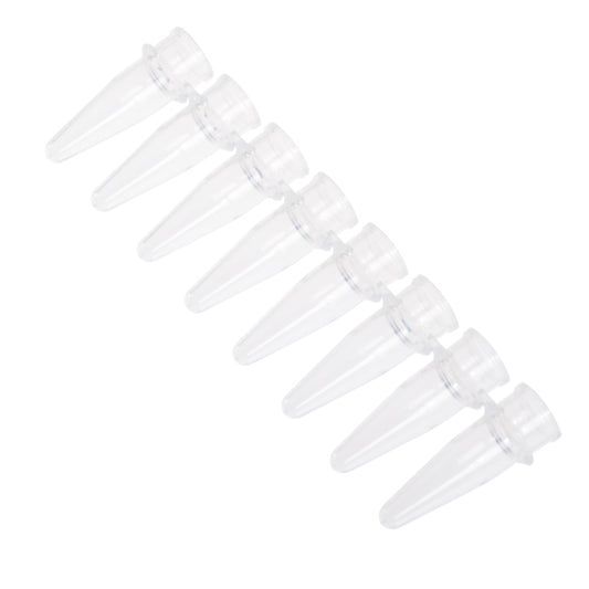 TUBE ONLY, PCR 8-Strip Tubes, 0.2mL, Clear, Non-sterile