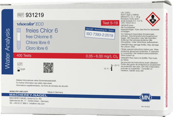 Colorimetric test kit VISOCOLOR ECO Free chlorine 6, refill pack