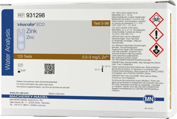 Colorimetric test kit VISOCOLOR ECO Zinc, refill pack
