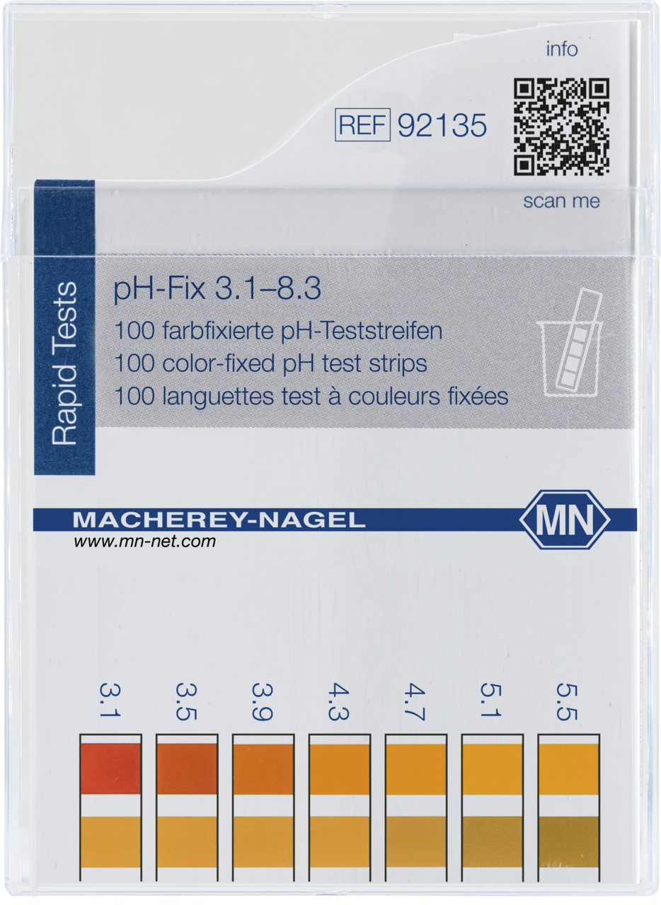 pH test strips, pH_Fix 3.1–8.3, fixed indicator