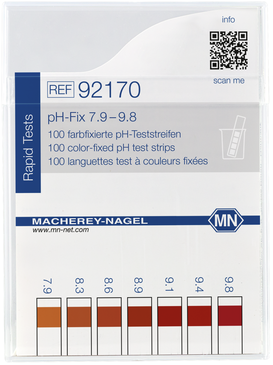 pH test strips, pH_Fix 7.9–9.8, fixed indicator