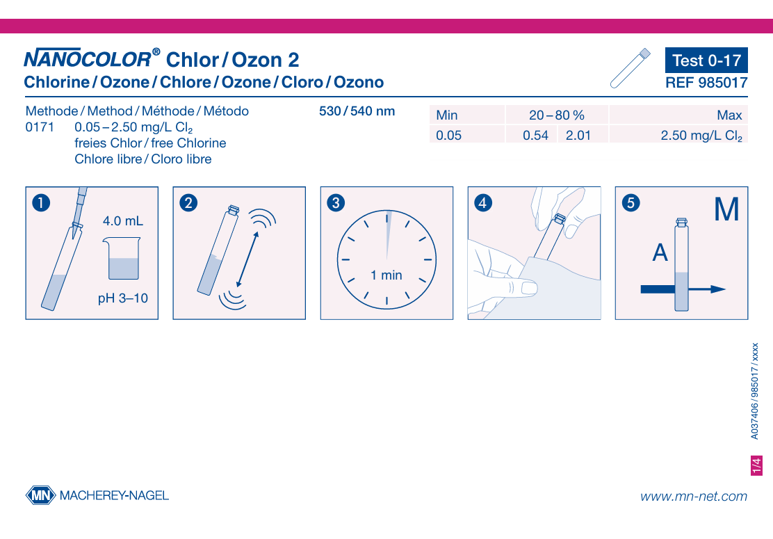 Tube test NANOCOLOR Chlorine/Ozone 2