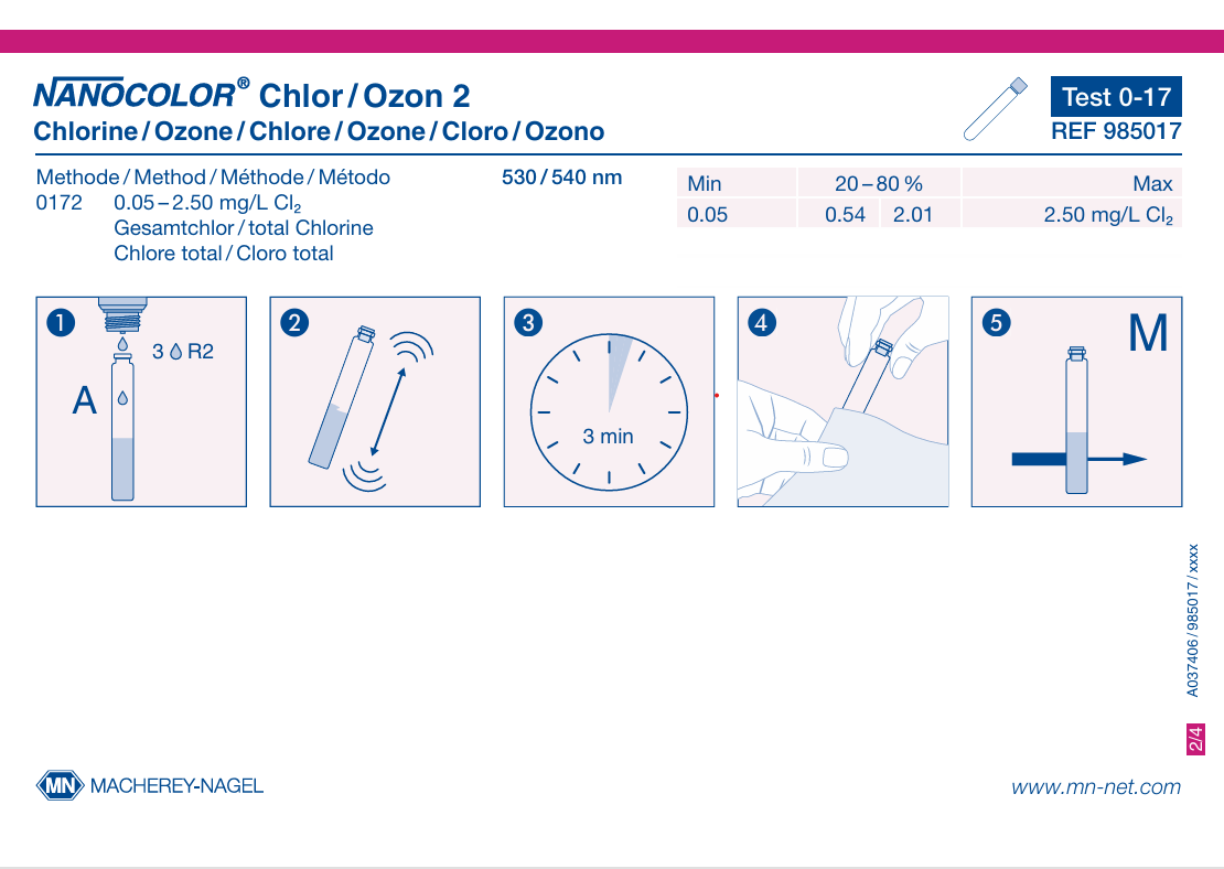 Tube test NANOCOLOR Chlorine/Ozone 2