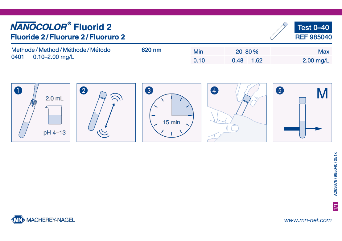 Tube test NANOCOLOR Fluoride 2