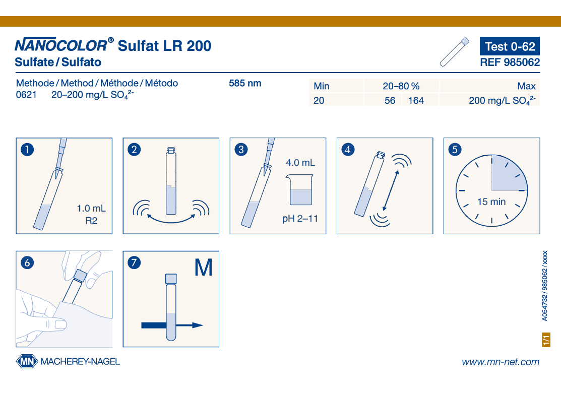 Tube test NANOCOLOR Sulfate LR 200