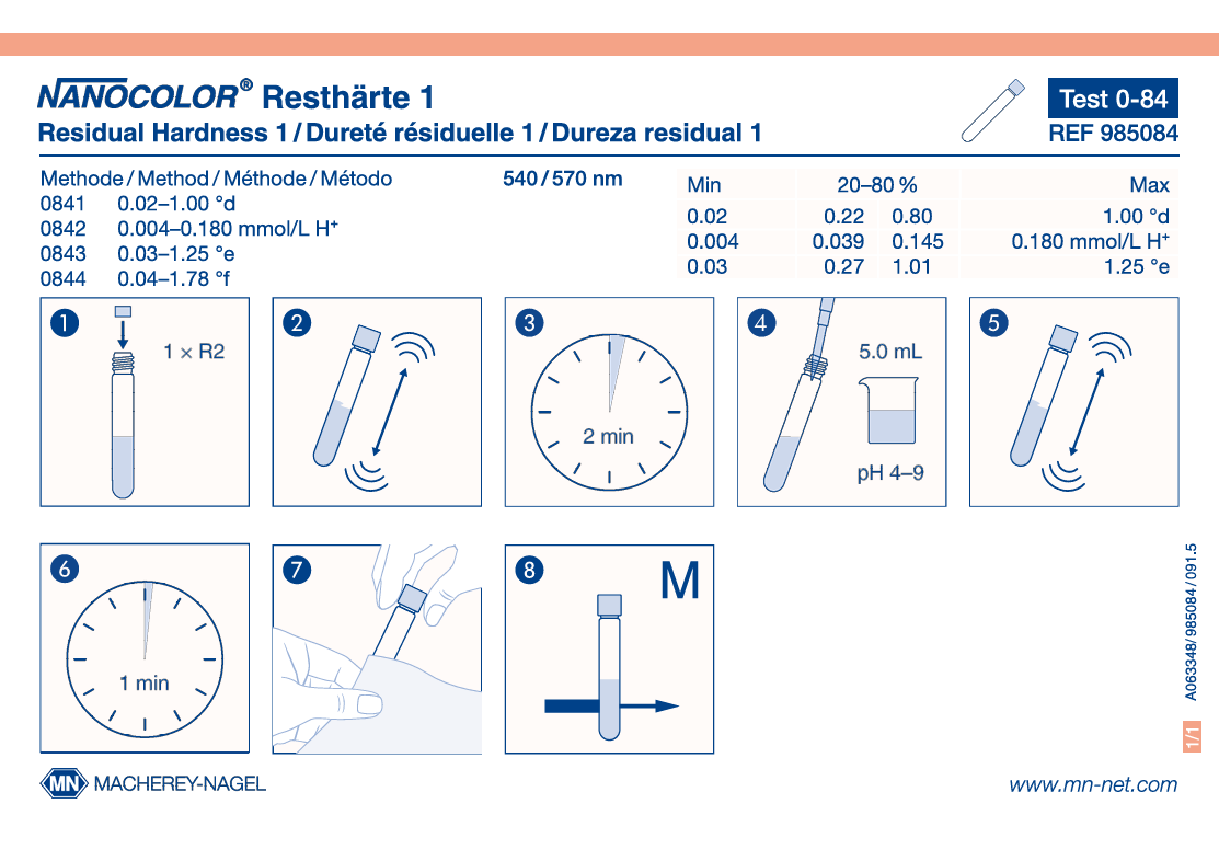 Tube test NANOCOLOR Residual hardness 1