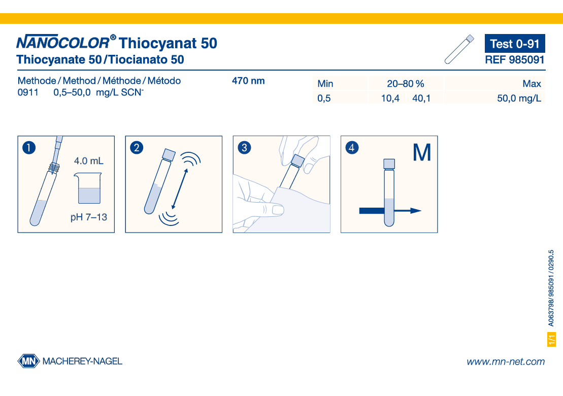 Tube test NANOCOLOR Thiocyanate 50