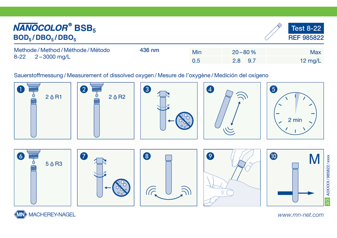Tube test NANOCOLOR BOD₅
