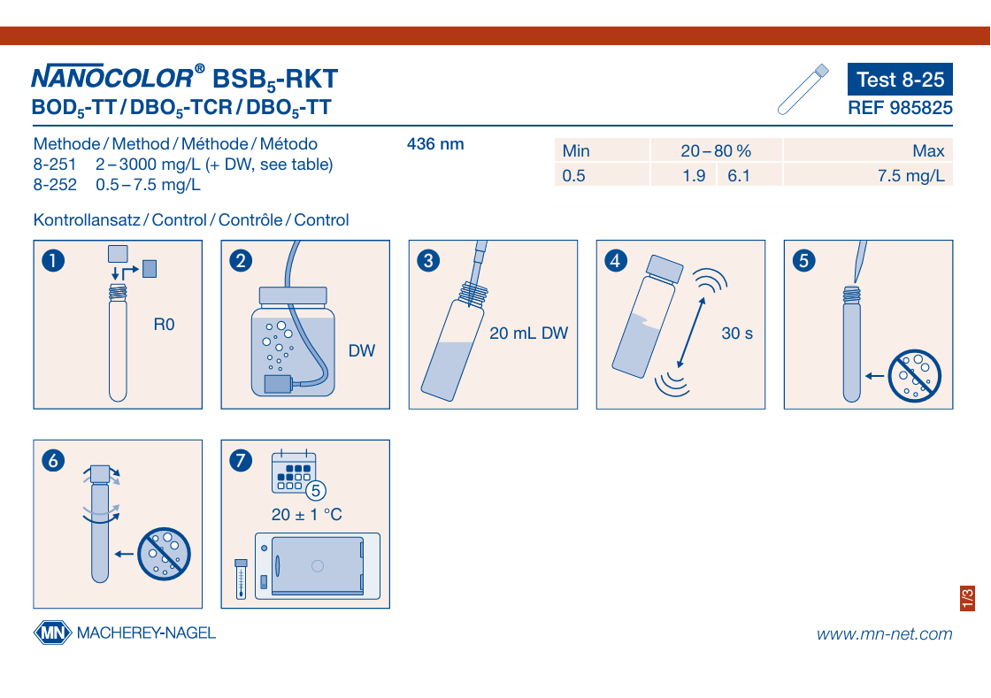 Tube test NANOCOLOR BOD₅-TT