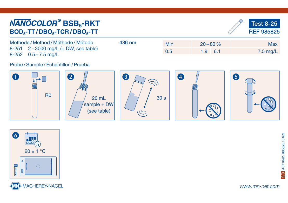 Tube test NANOCOLOR BOD₅-TT