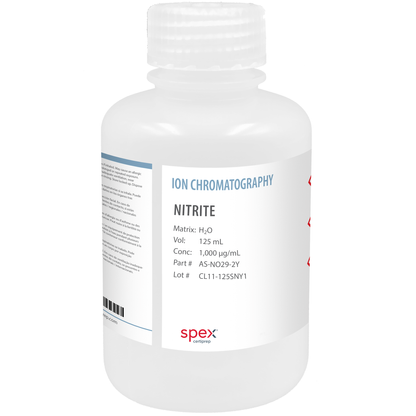 Nitrite (NO2)- Single-Element Ion Anion Standard, 1,000 µg/mL (1,000 ppm), 125 mL