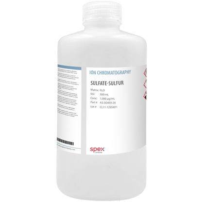 Sulfate-Sulfur Single-Element Ion Anion Standard, 1,000 µg/mL (1,000 ppm), 500 mL