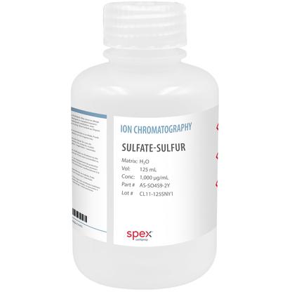 Sulfate-Sulfur Single-Element Ion Anion Standard, 1,000 µg/mL (1,000 ppm), 125 mL